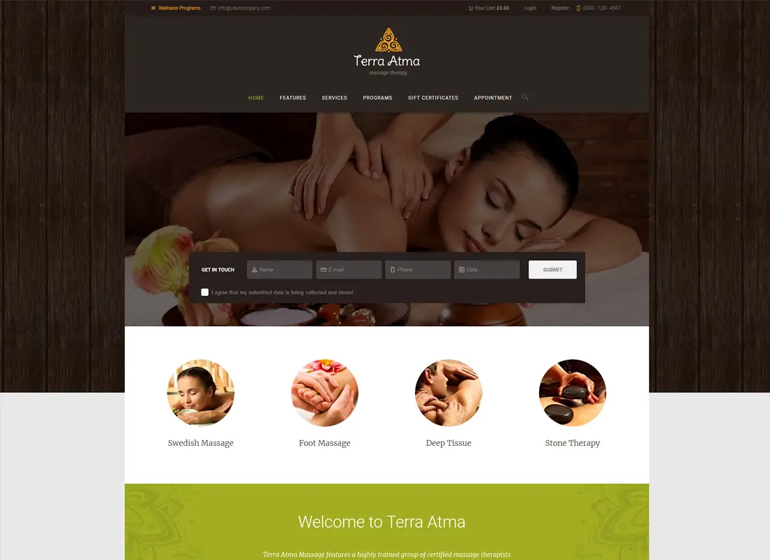 Terra Atma | Thème WordPress pour salon de massage et spa