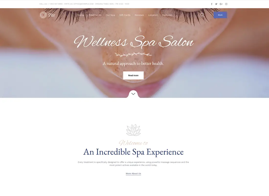 Pur | Thème WordPress pour massage spa