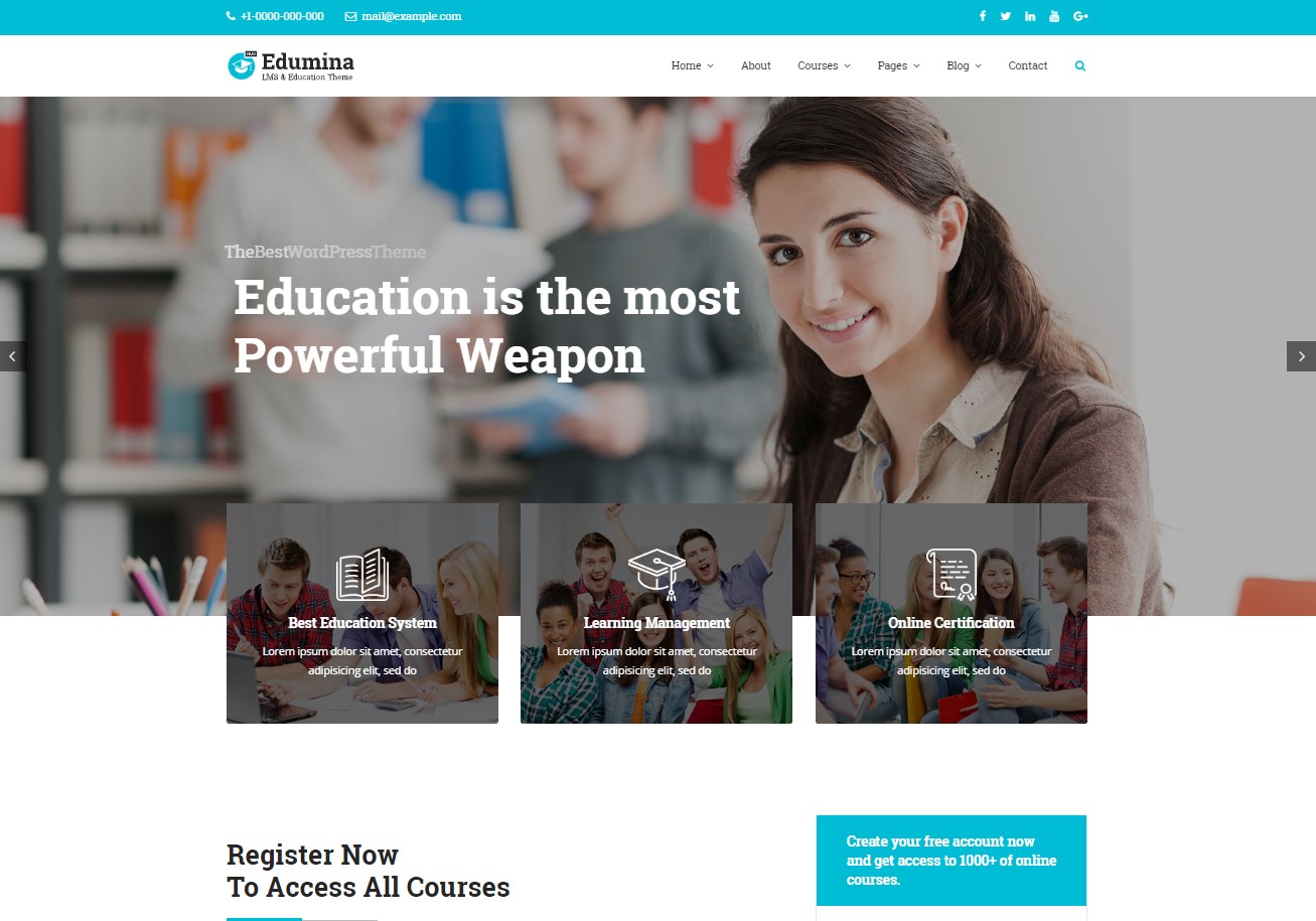 Edumina | Thème WordPress pour LMS & Education