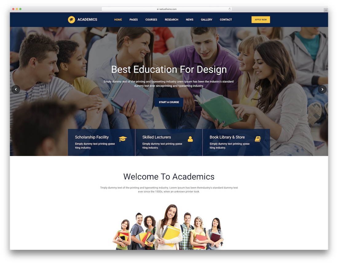 modèle de site Web d'école académique