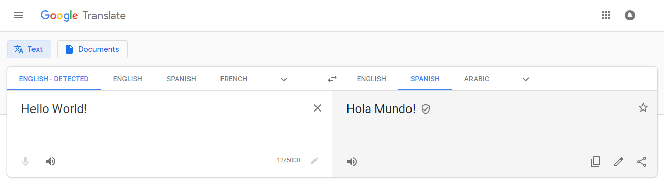 Un exemple de Google Translate.