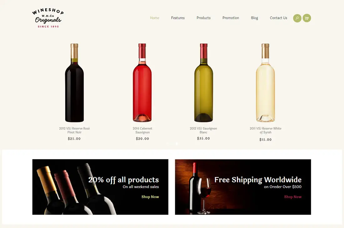 boutique de vins boutique de vins thème WordPress