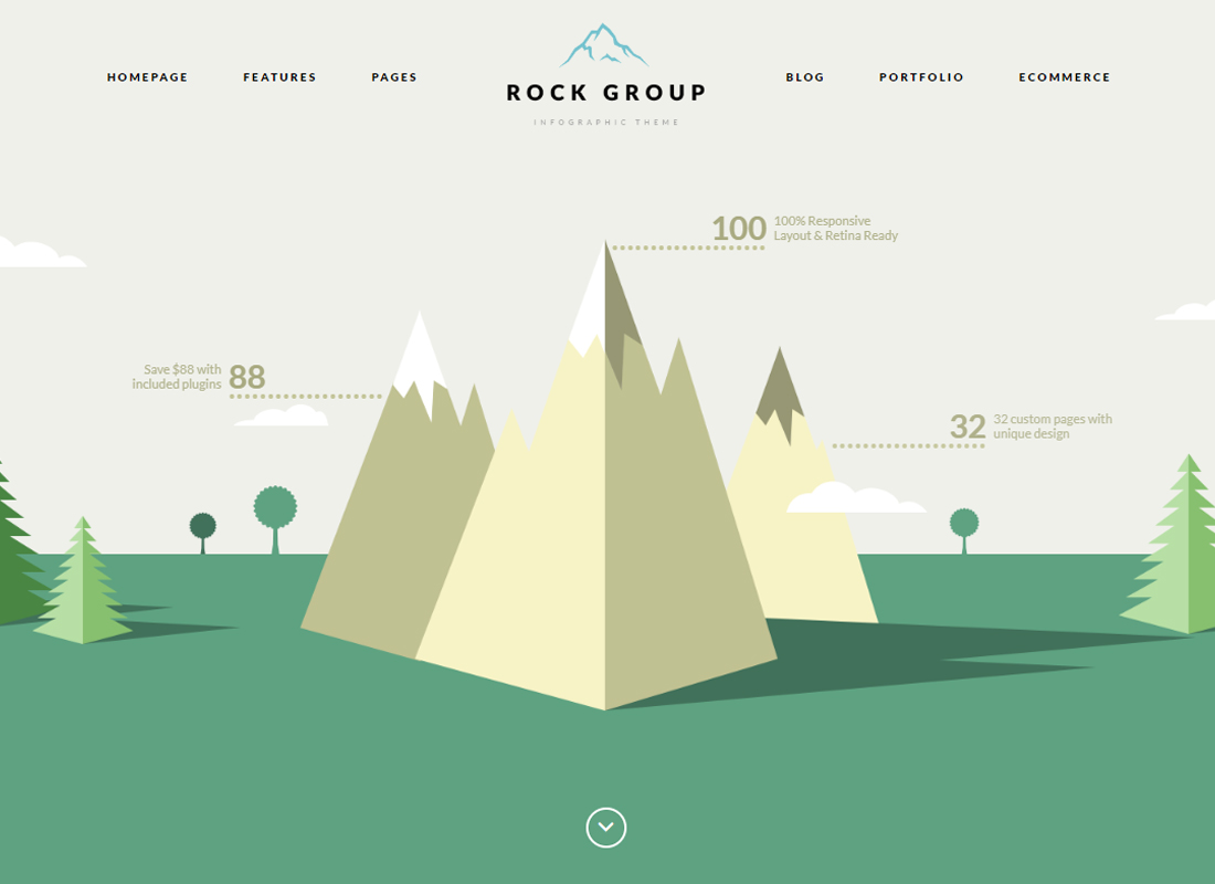 Groupe rock | Un thème WordPress d'infographie polyvalent et plat