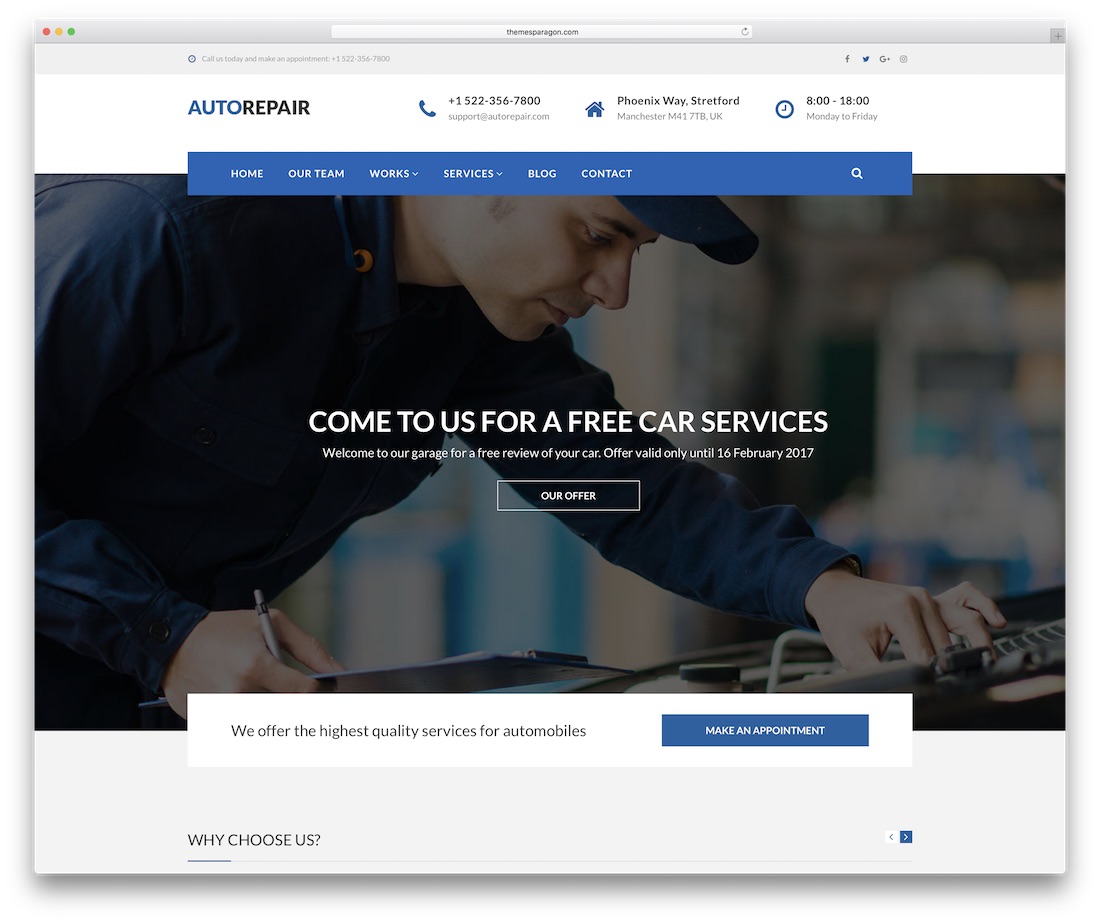 modèle de site Web automobile auto-réparation