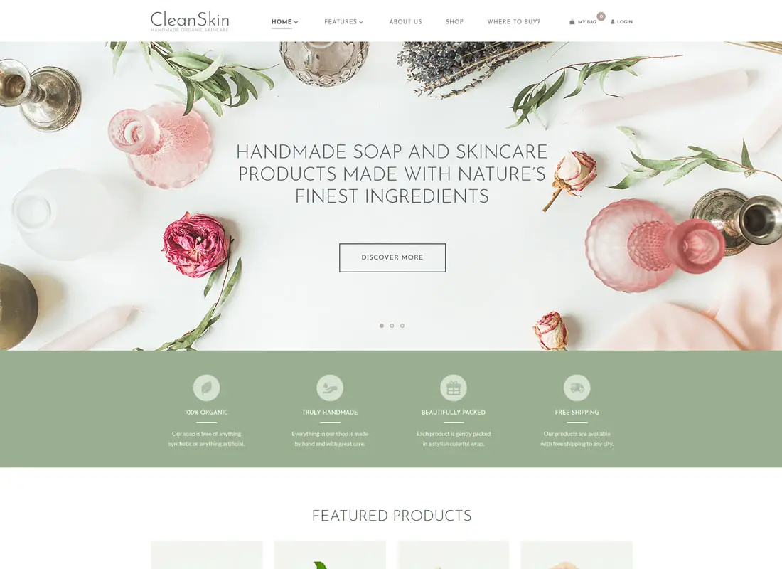 CleanSkin | Thème WordPress de la boutique de savons bio et de produits cosmétiques faits à la main