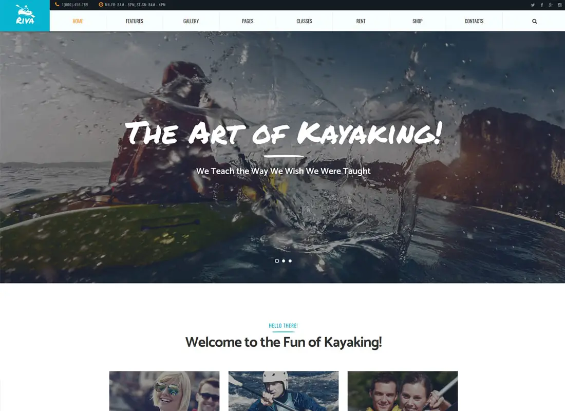 Thème WordPress pour le kayak / pagaie / sport et plein air