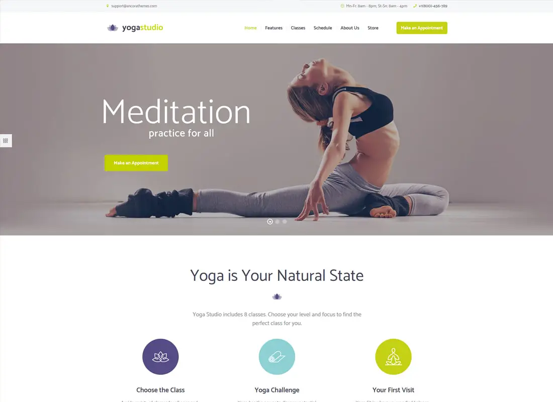 Thème WordPress pour Yogastudio, Gym and Healthcare