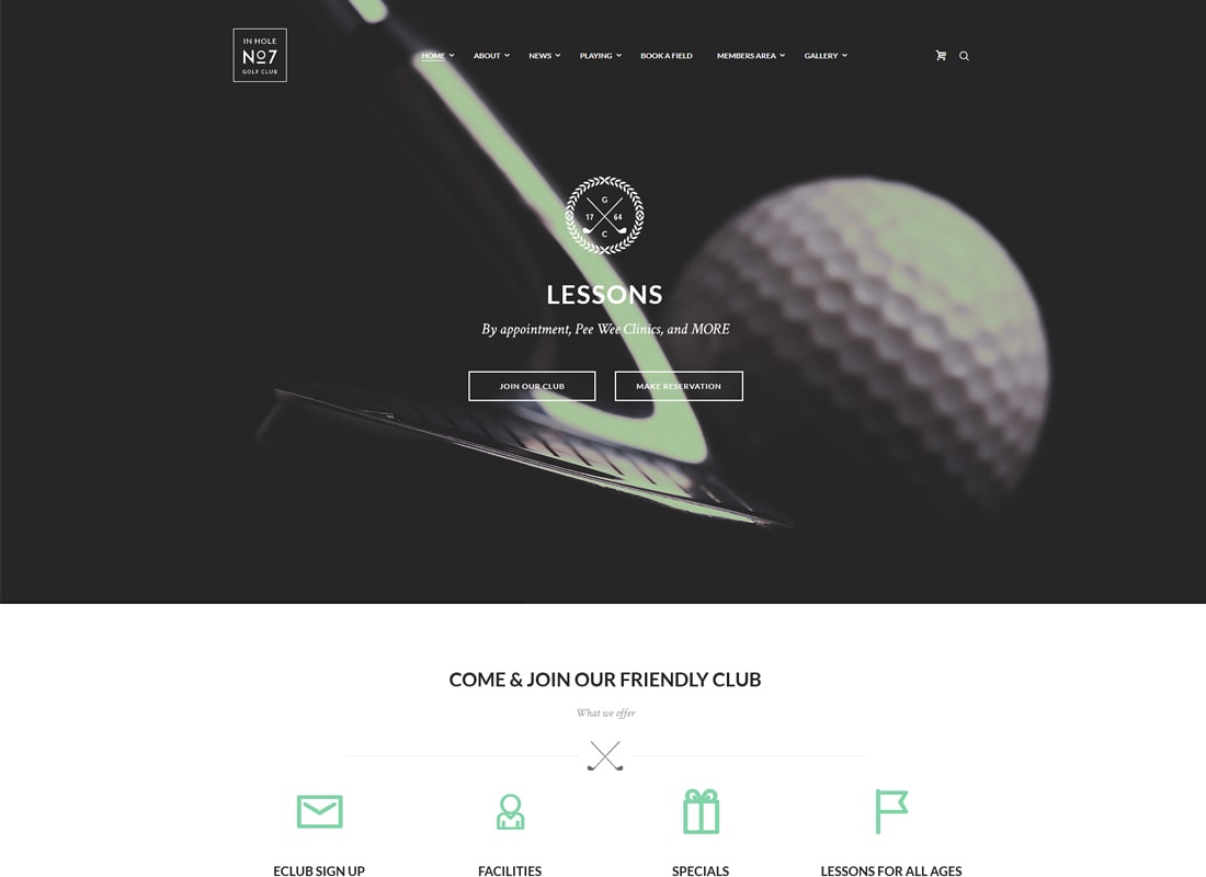 N7 | Thème WordPress pour club de golf, sports et événements