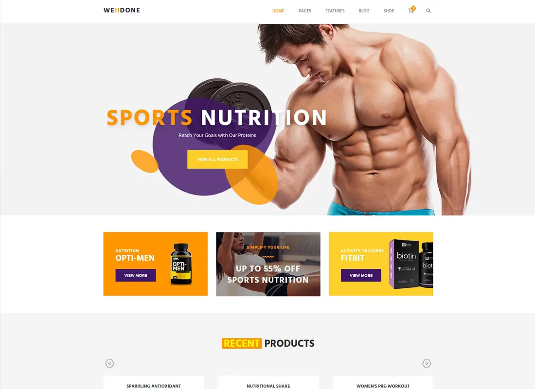 Welldone - Magasin de sport et de conditionnement physique Nutrition et suppléments Thème WordPress