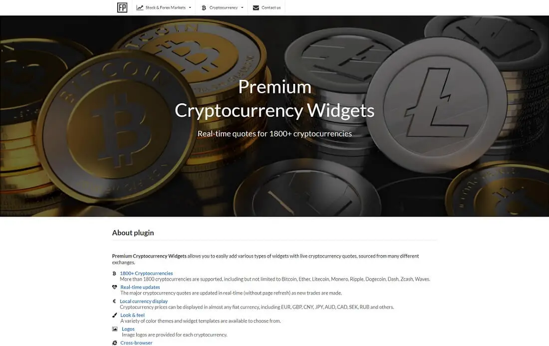 widgets premium crypto-monnaie pour wordpress
