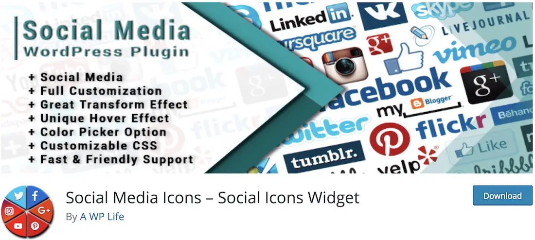 plugin gratuit de widget de médias sociaux