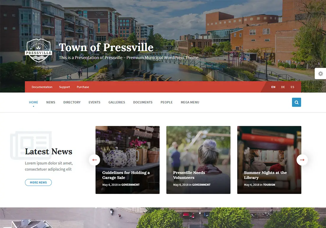 thème WordPress gouvernement Presville