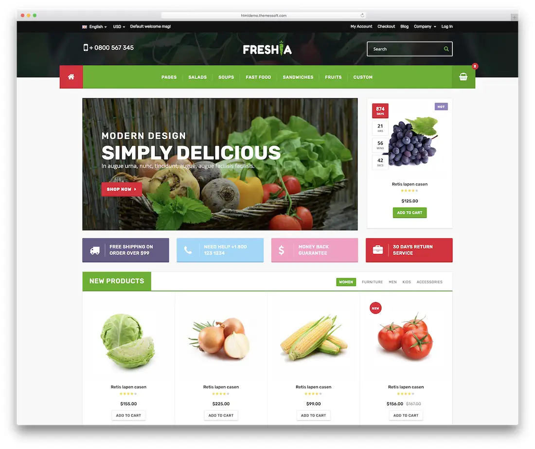 modèle site alimentaire freshia