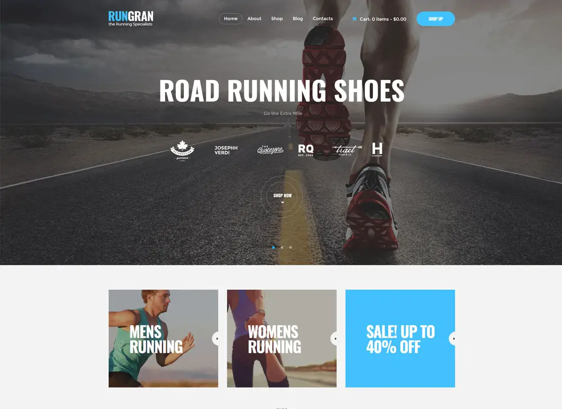 Run Gran | Thème WordPress pour vêtement et équipement de sport