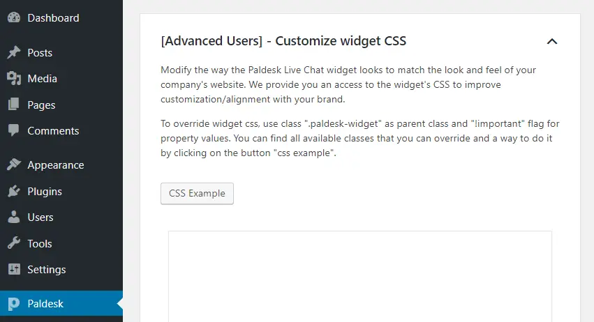 Personnalisation du widget Paldesk avec CSS.