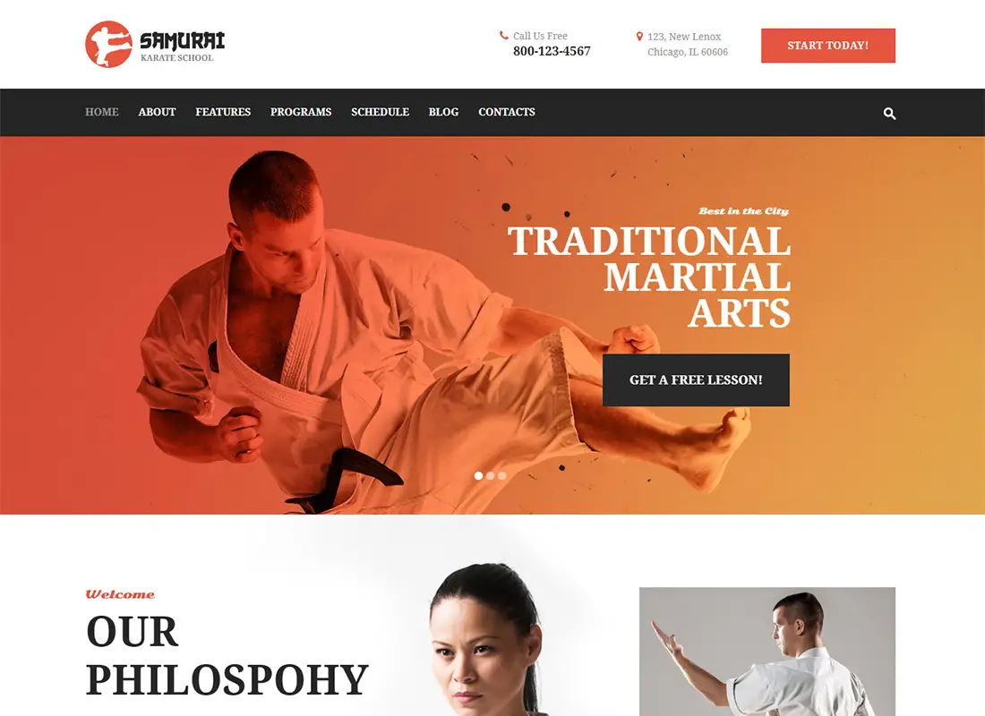Thème WordPress pour arts martiaux samouraï