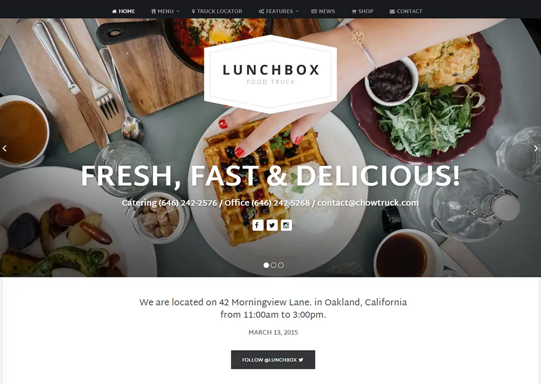 Thème WordPress pour le lunchbox food truck