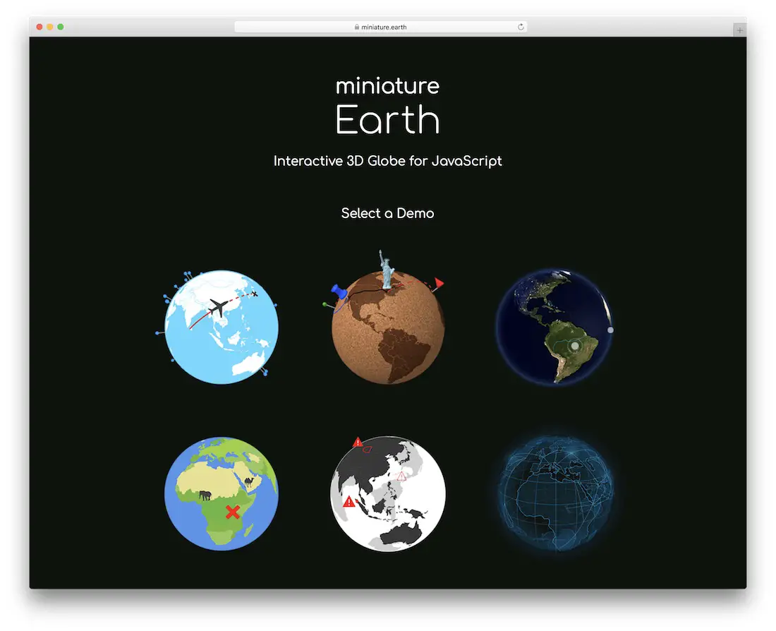 globe terrestre 3d miniature interactif pour javascript
