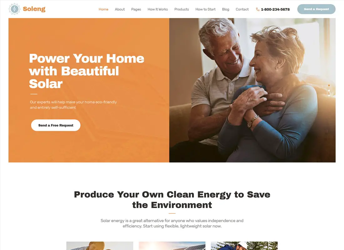 Soleng | Un thème WordPress pour une entreprise d'énergie solaire