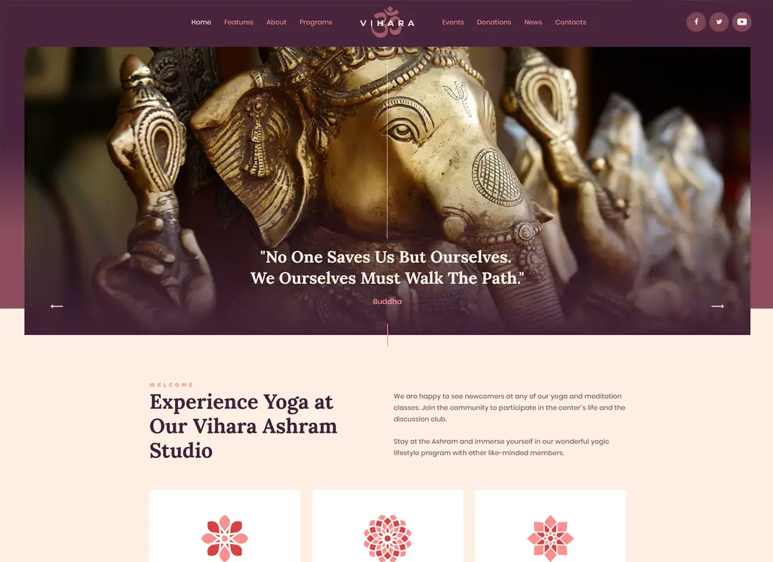 Vihara | Thème WordPress du temple bouddhiste de l'ashram