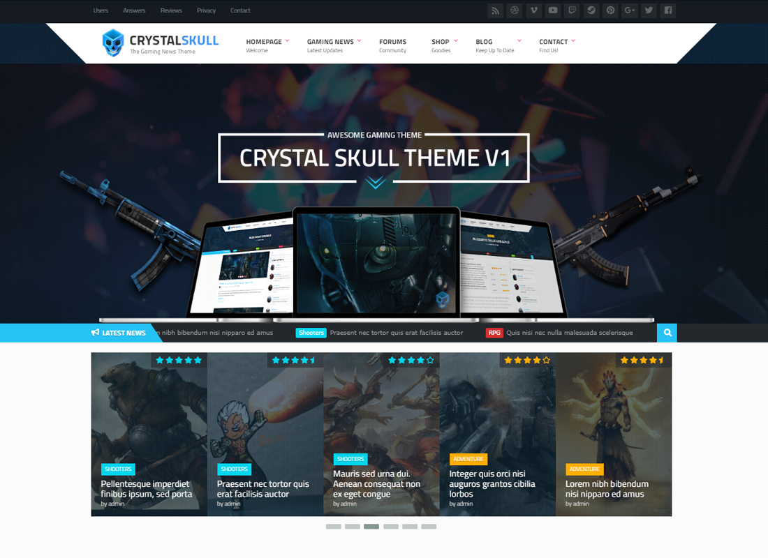 CrystalSkull - Thème WordPress pour Magazine de jeu