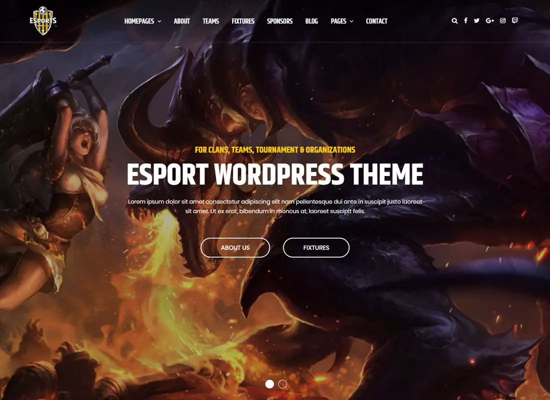 eSport - Thème WordPress pour les jeux