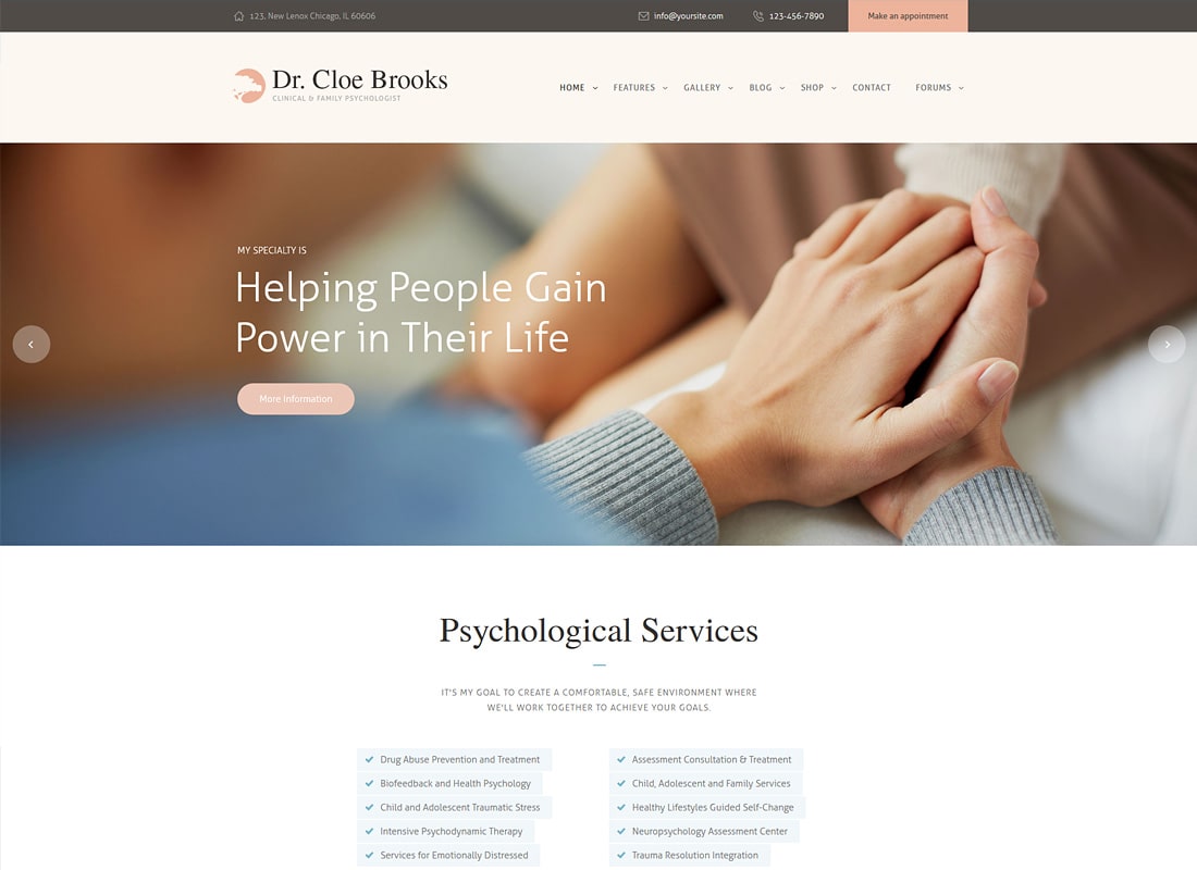 Cloe Brooks | Thème WordPress psychologie, conseil et médecine + RTL