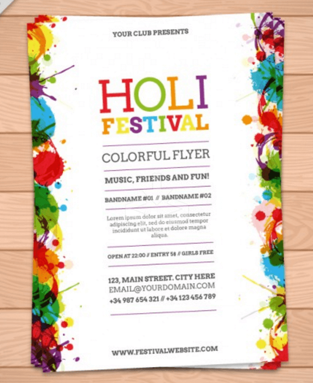 Flyer coloré pour les festivals