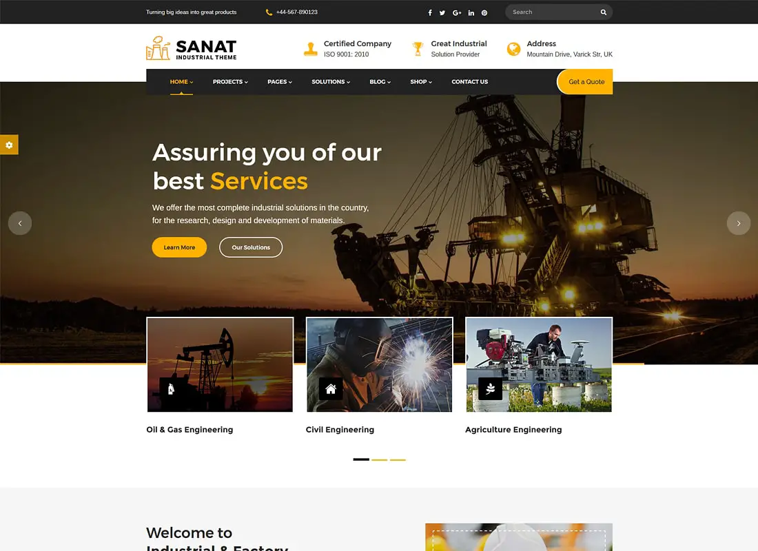 Sanat - Thème WordPress pour usine et industrie