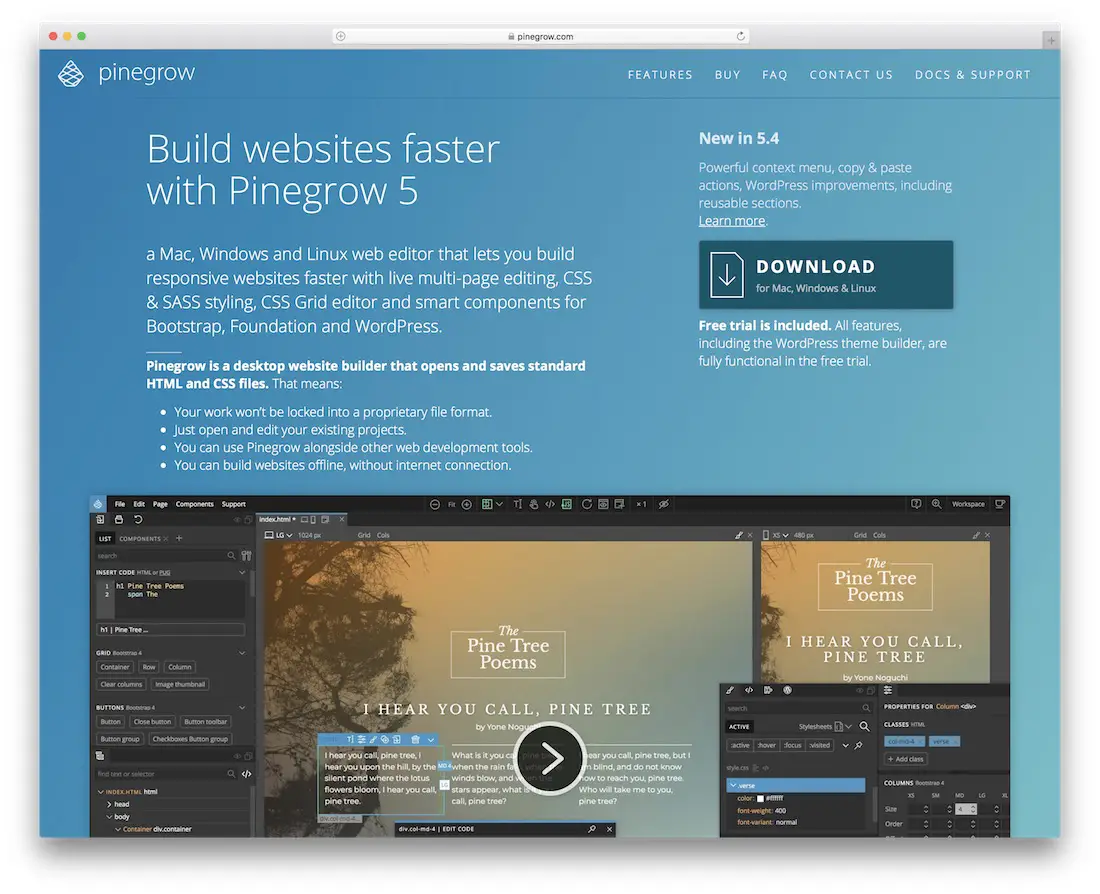 Site Web de Pinegrow pour Mac