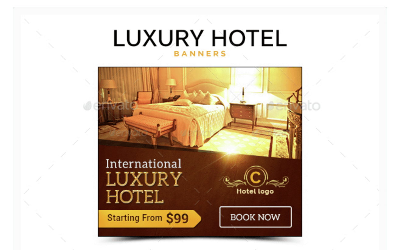 Bannières de luxe pour promotions d'hôtel