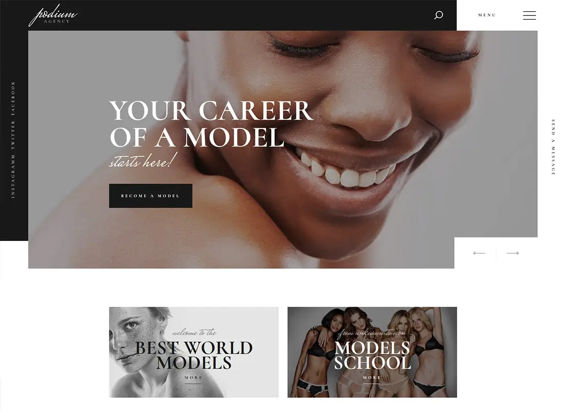 Podium | Thème WordPress pour une agence de mannequins