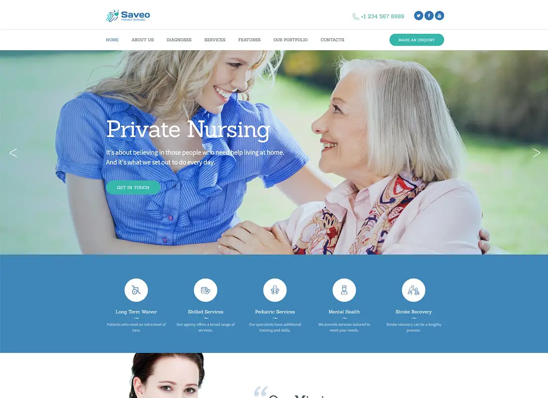 Saveo | Thème WordPress pour les soins à domicile et les soins infirmiers privés