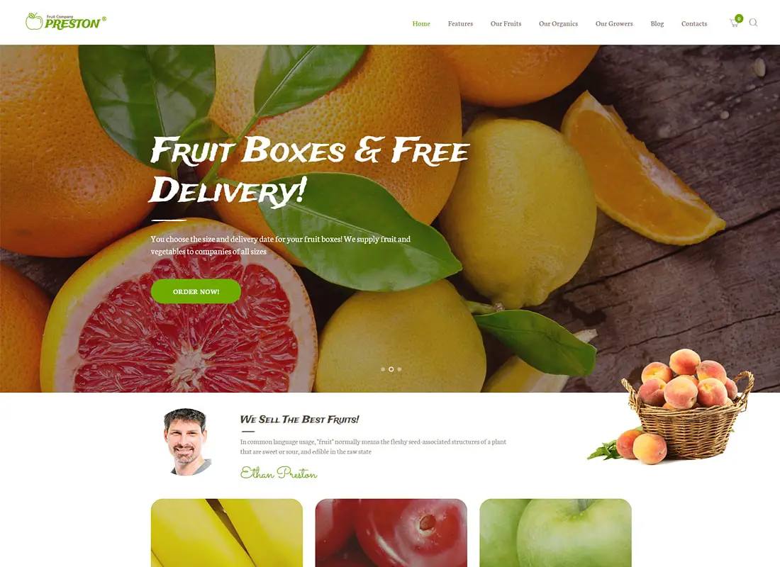 Preston | Thème WordPress pour entreprise fruitière et agriculture biologique