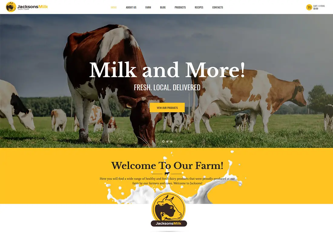 Modèle HTML pour ferme laitière et produits écologiques