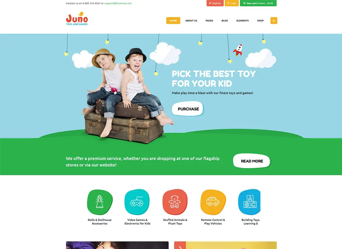 Juno | Modèle de magasin de jeux et jouets pour enfants