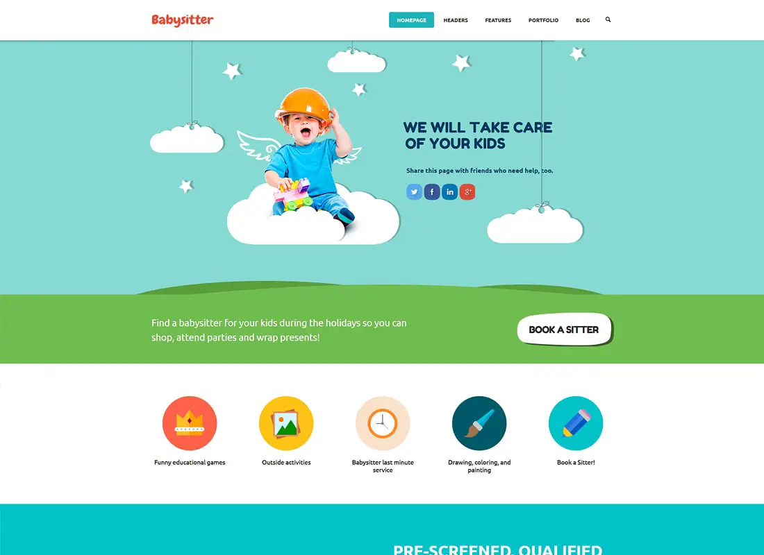 KidsCare - Modèle de site multi-usage pour enfants
