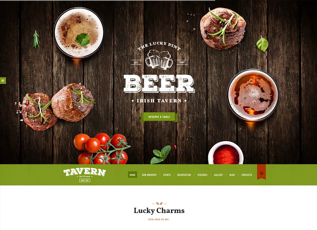 Taverne | Modèle de site de pub, restaurant et brasserie