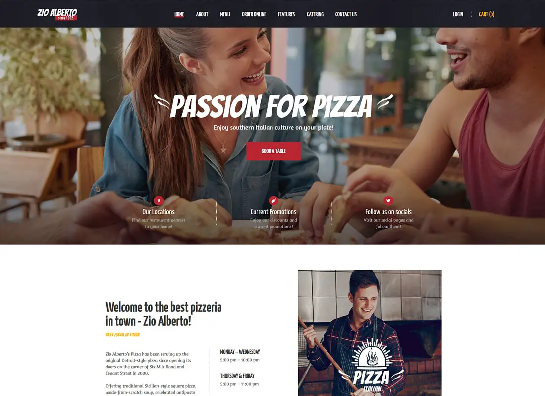 Zio Alberto | Un thème de WordPress pour un restaurant Café Bistro