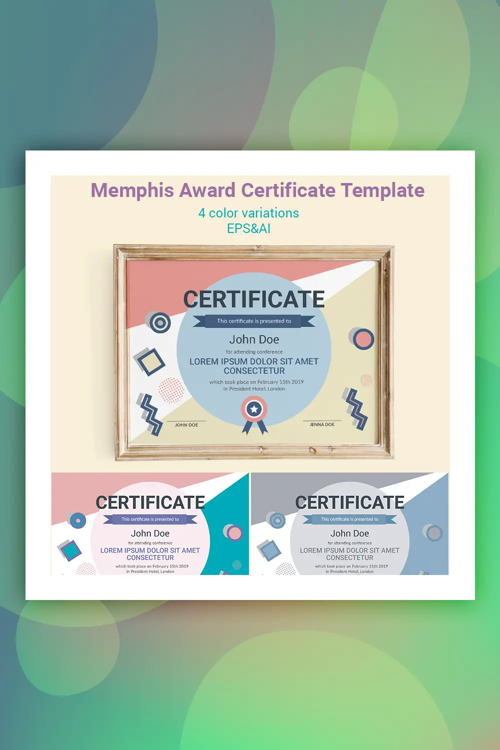 Modèle de certificat de récompense de Memphis