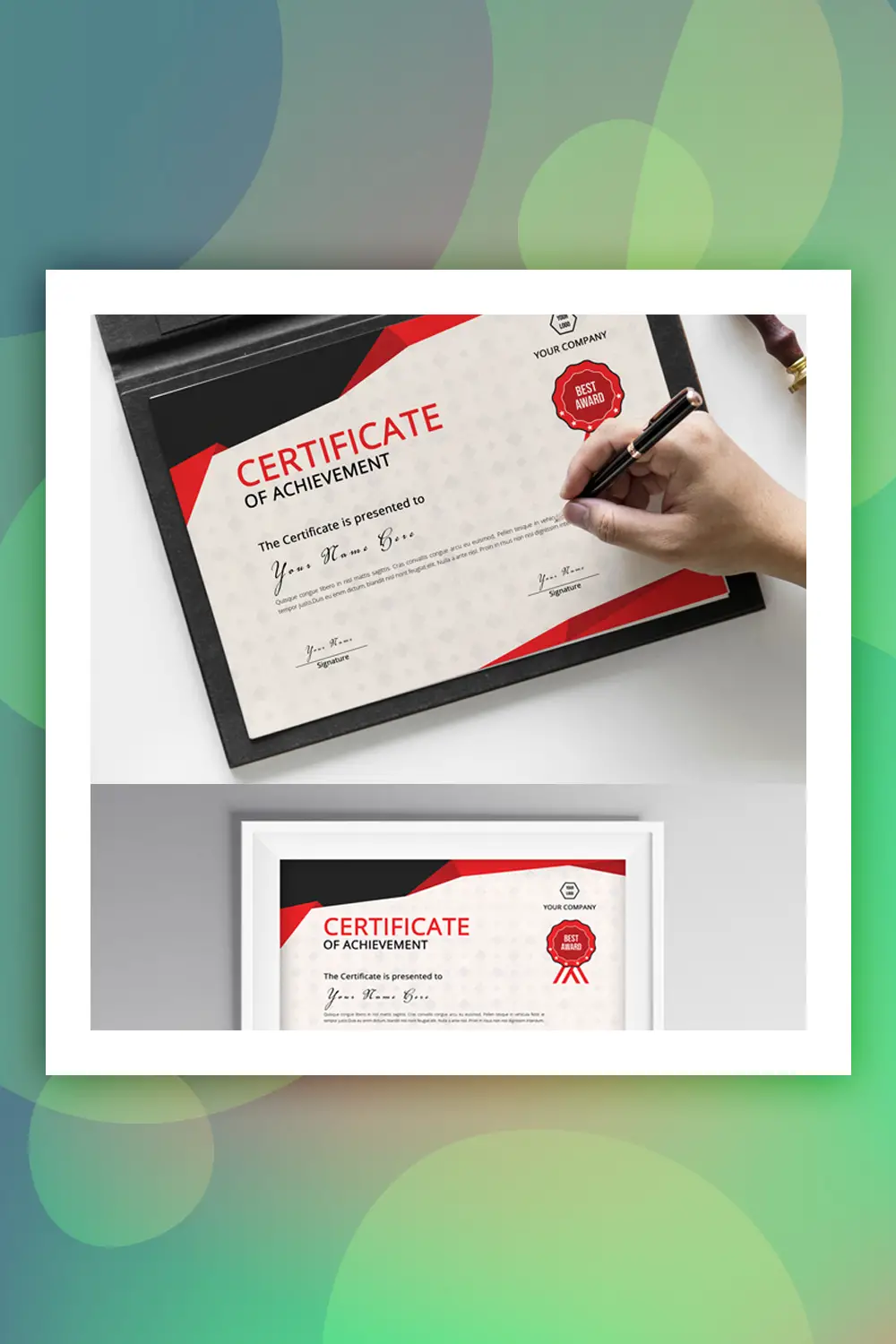 Modèle de certificat de réussite rouge et gris