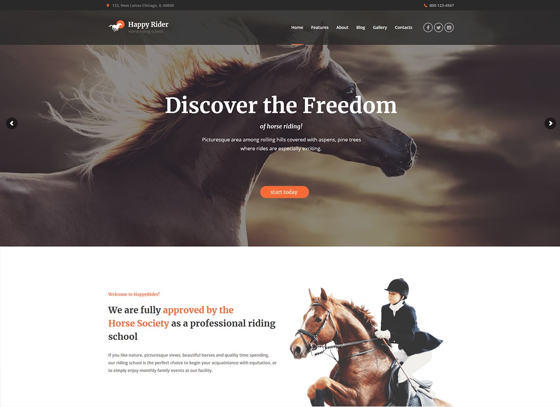 Happy Rider | Thème WordPress pour une école d'équitation