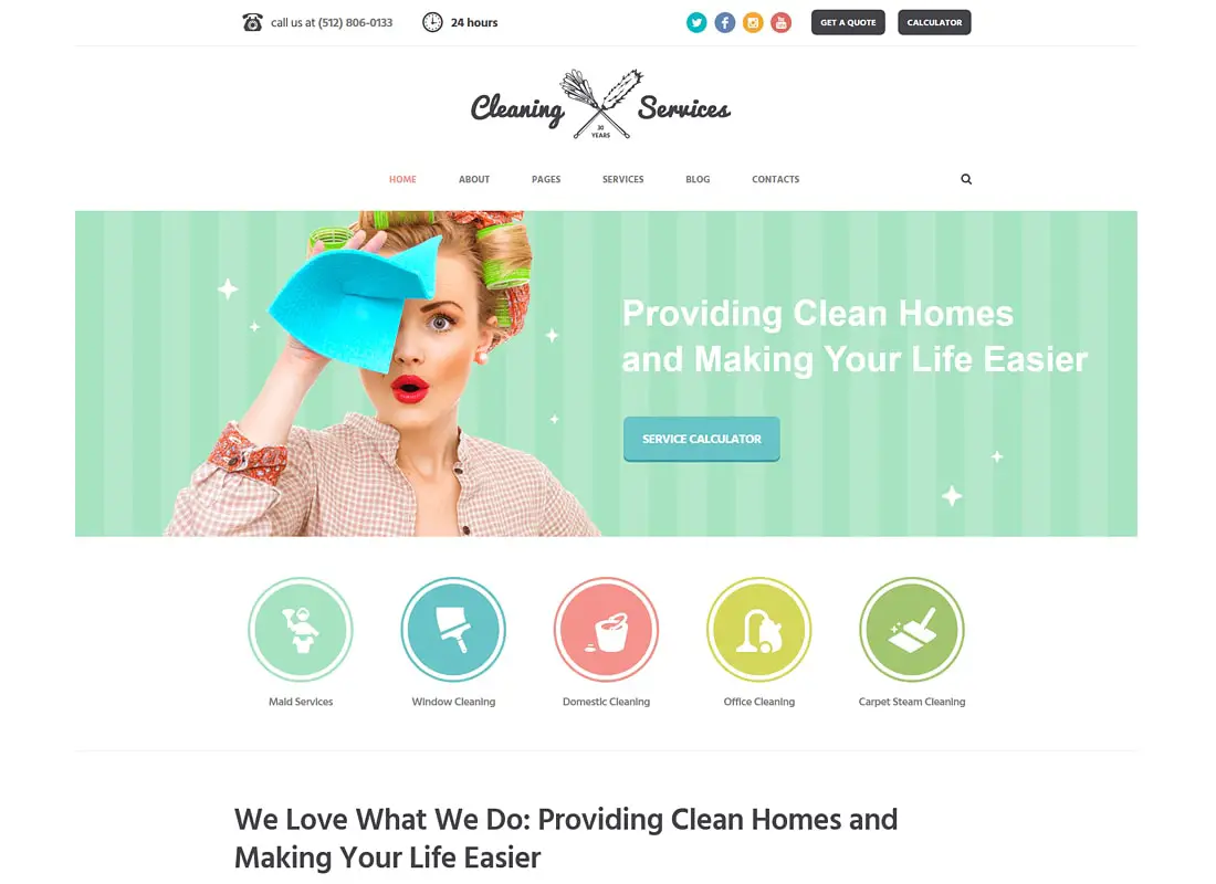 Entreprise de nettoyage | Thème WordPress pour femme de ménage et service de conciergerie