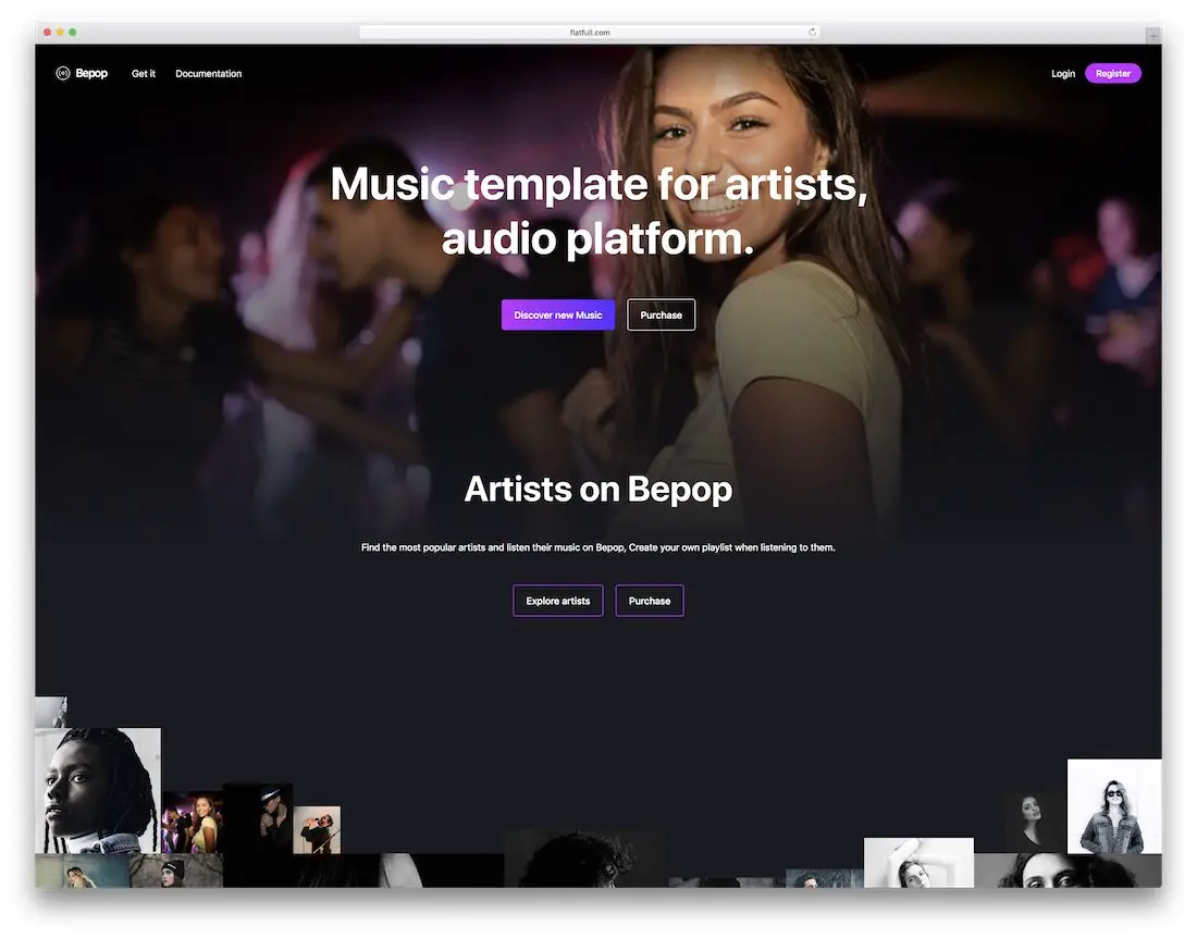 modèle de site Web de musique bepop
