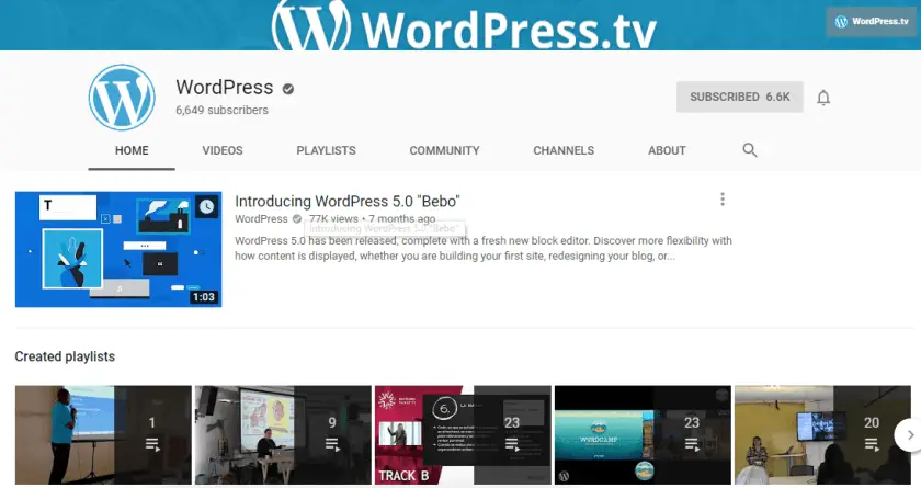 WordPress.tv Chaîne YouTube