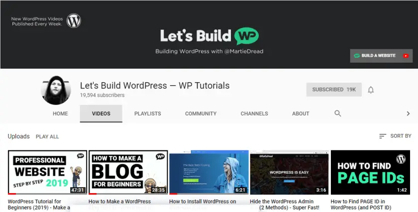 Construisons la chaîne YouTube de WordPress