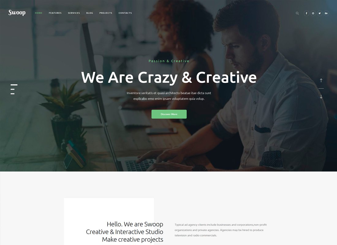Swoop - Thème WordPress pour studio de création et agence créative