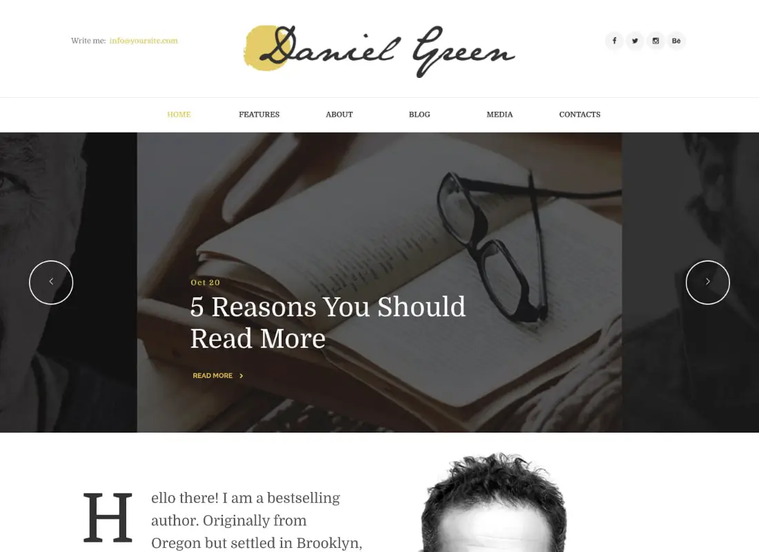 Daniel Green | Blog pour écrivains et journalistes avec librairie WordPress Theme