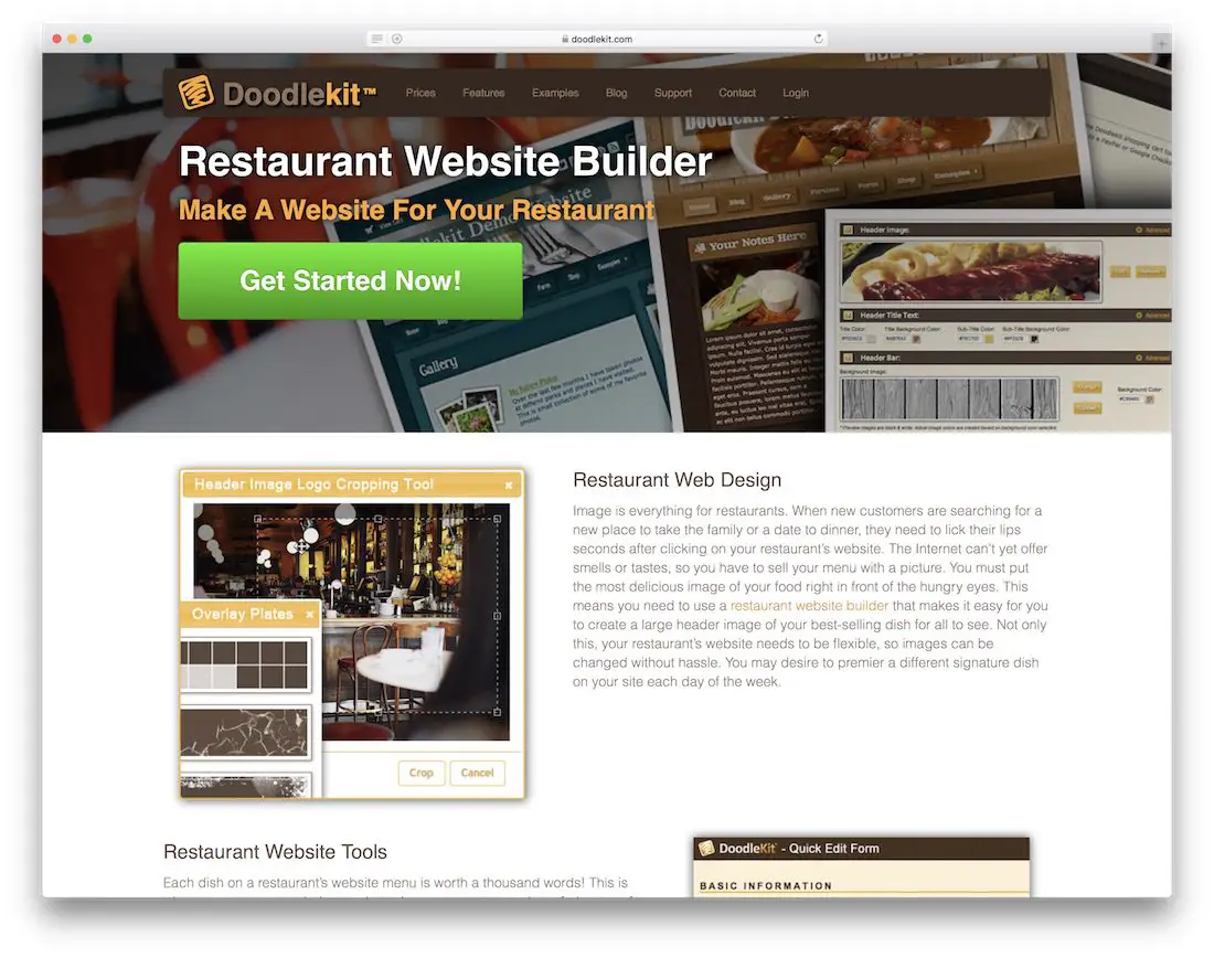 constructeur de site Web de restaurant doodlekit