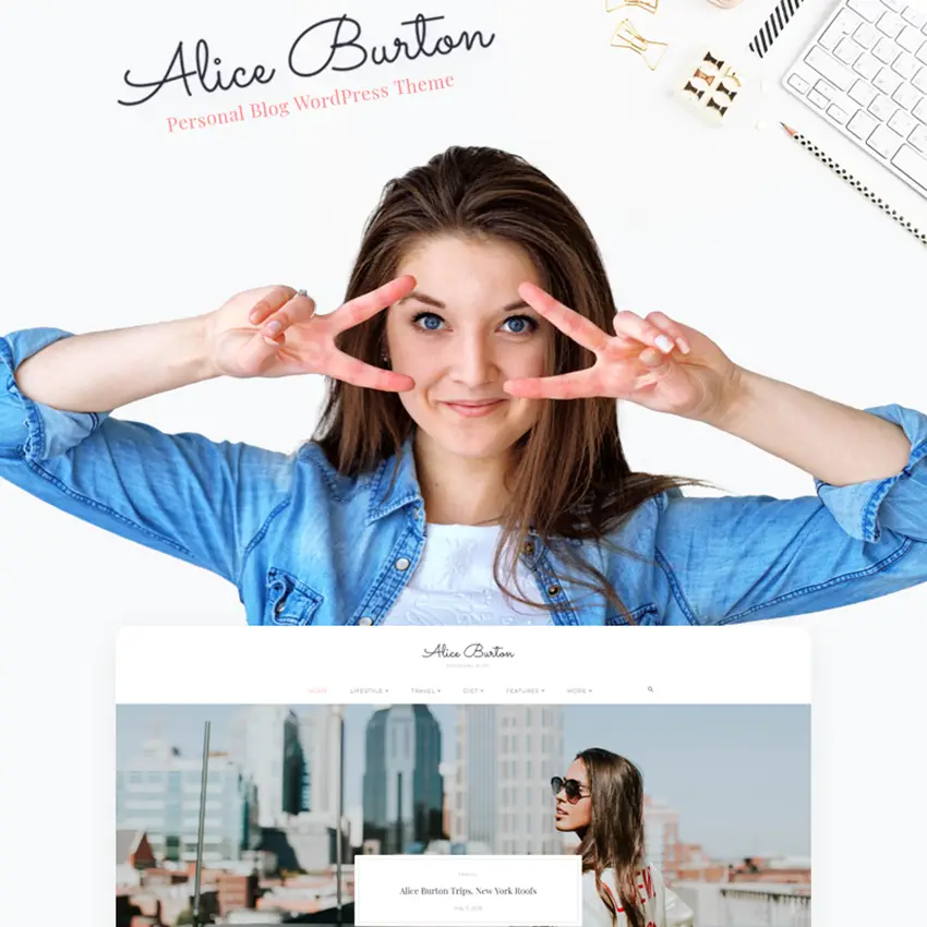 AliceBurton - Blog personnel Elementor Thème WordPress